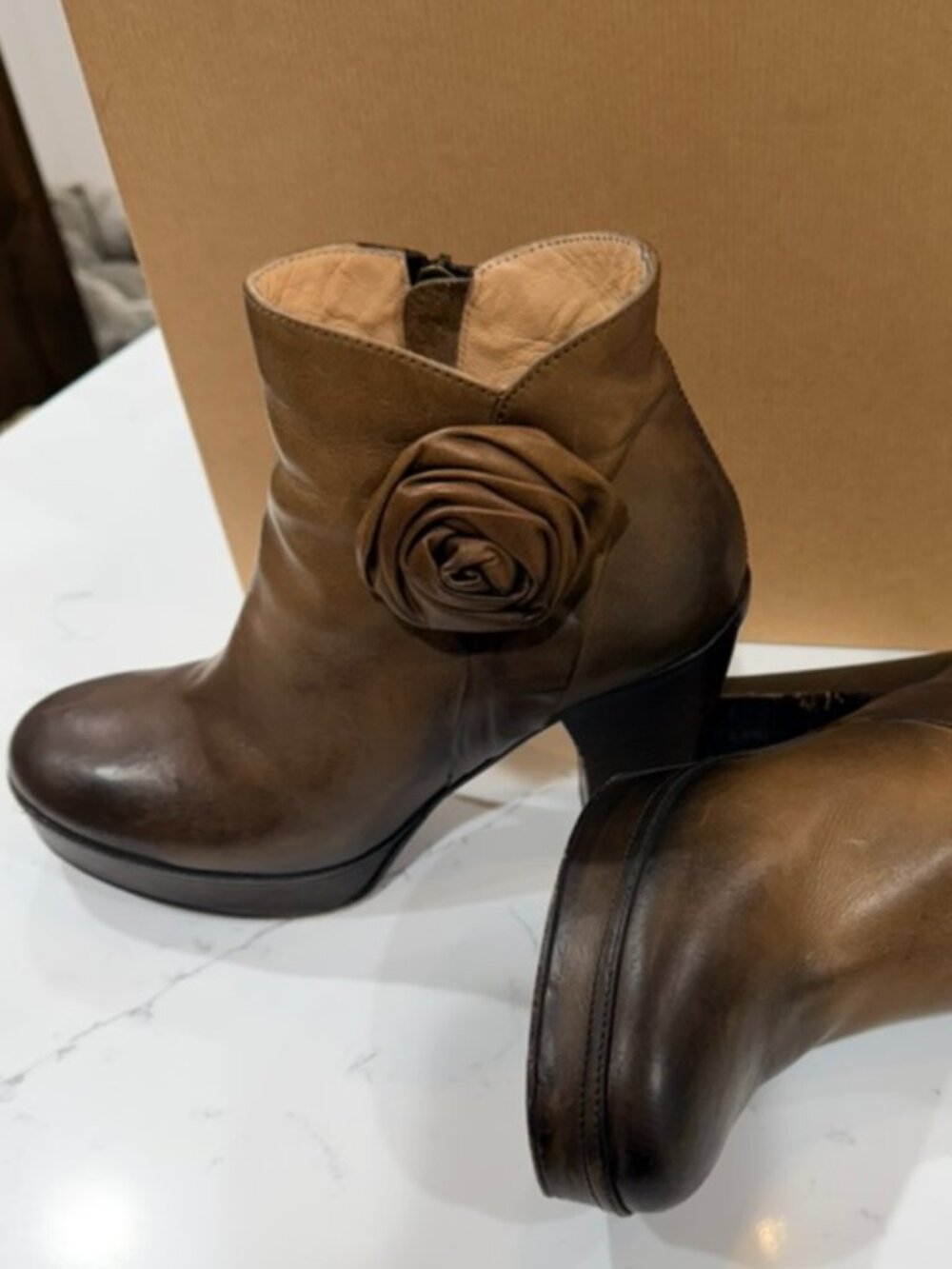 SCIAPO Leather Brown Ankle Boots Shoes Women's Size 37 7 made in Italy